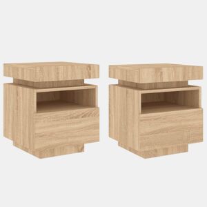 vidaXL Mesas cabeceira c luzes LED 2 pcs 40x39x48,5cm carvalho sonoma