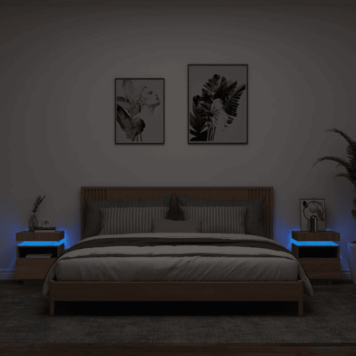 vidaXL Mesas cabeceira c luzes LED 2 pcs 40x39x48,5cm carvalho sonoma vidaXL Mesas cabeceira c luzes LED 2 pcs 40x39x48,5cm carvalho sonoma