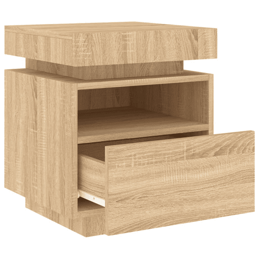 vidaXL Mesas cabeceira c luzes LED 2 pcs 40x39x48,5cm carvalho sonoma vidaXL Mesas cabeceira c luzes LED 2 pcs 40x39x48,5cm carvalho sonoma