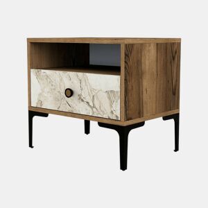 Mesa de cabeceira com efeito madeira
