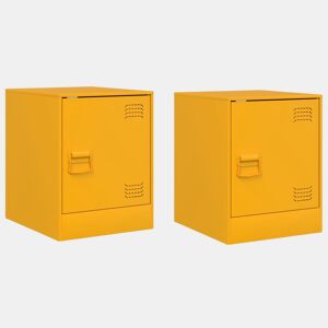 vidaXL Mesas de cabeceira 2 pcs 34,5x39x44 cm aço amarelo mostarda