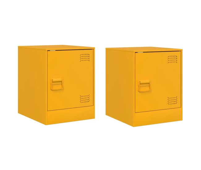 Vidaxl mesitas de noche 2 uds acero amarillo mostaza 34,5x39x44 cm