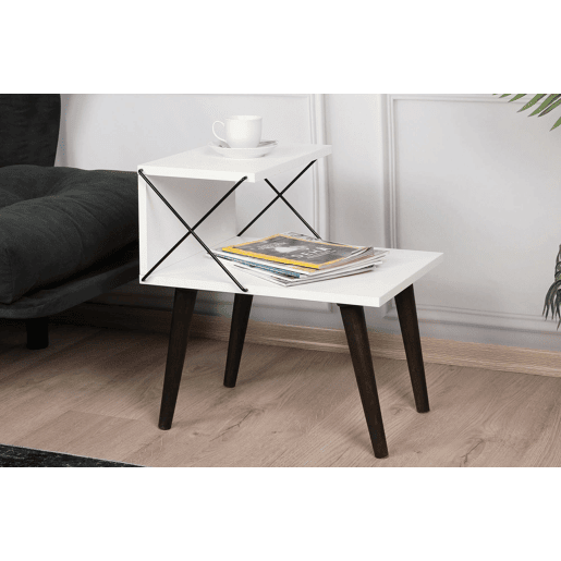 Mesa de cabeceira Dfranzin, Cômoda baixa, Mesa de cabeceira, Prateleira de cama, 50x40h55 cm, Branco