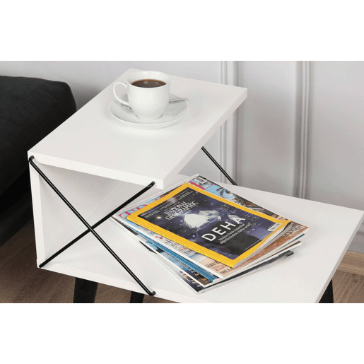 Mesa de cabeceira Dfranzin, Cômoda baixa, Mesa de cabeceira, Prateleira de cama, 50x40h55 cm, Branco