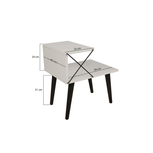 Mesa de cabeceira Dfranzin, Cômoda baixa, Mesa de cabeceira, Prateleira de cama, 50x40h55 cm, Branco
