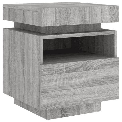 vidaXL Mesa de cabeceira com luzes LED 40x39x48,5 cm cinzento-sonoma