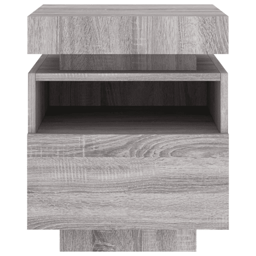 vidaXL Mesa de cabeceira com luzes LED 40x39x48,5 cm cinzento-sonoma