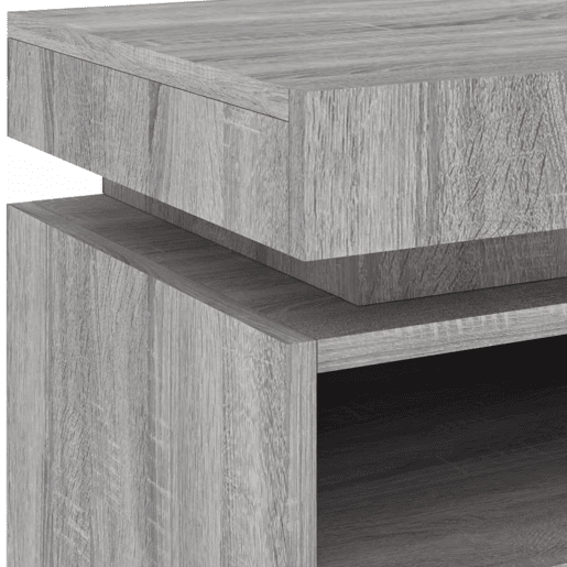 vidaXL Mesa de cabeceira com luzes LED 40x39x48,5 cm cinzento-sonoma