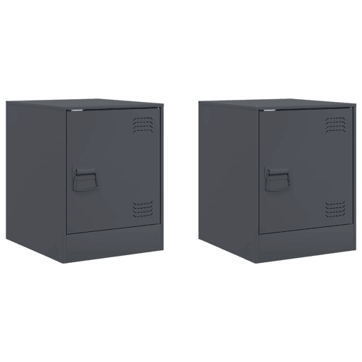 vidaXL Mesas de cabeceira 2 pcs 34,5x39x44 cm aço antracite