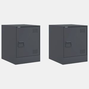 vidaXL Mesas de cabeceira 2 pcs 34,5x39x44 cm aço antracite