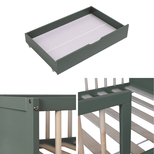 Cama de criança 190x90cm verde com gavetas ADAM