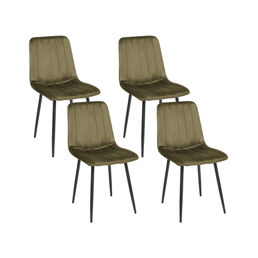 Conjunto de 4 cadeiras de jantar KALISPELL Veludo Verde-oliva