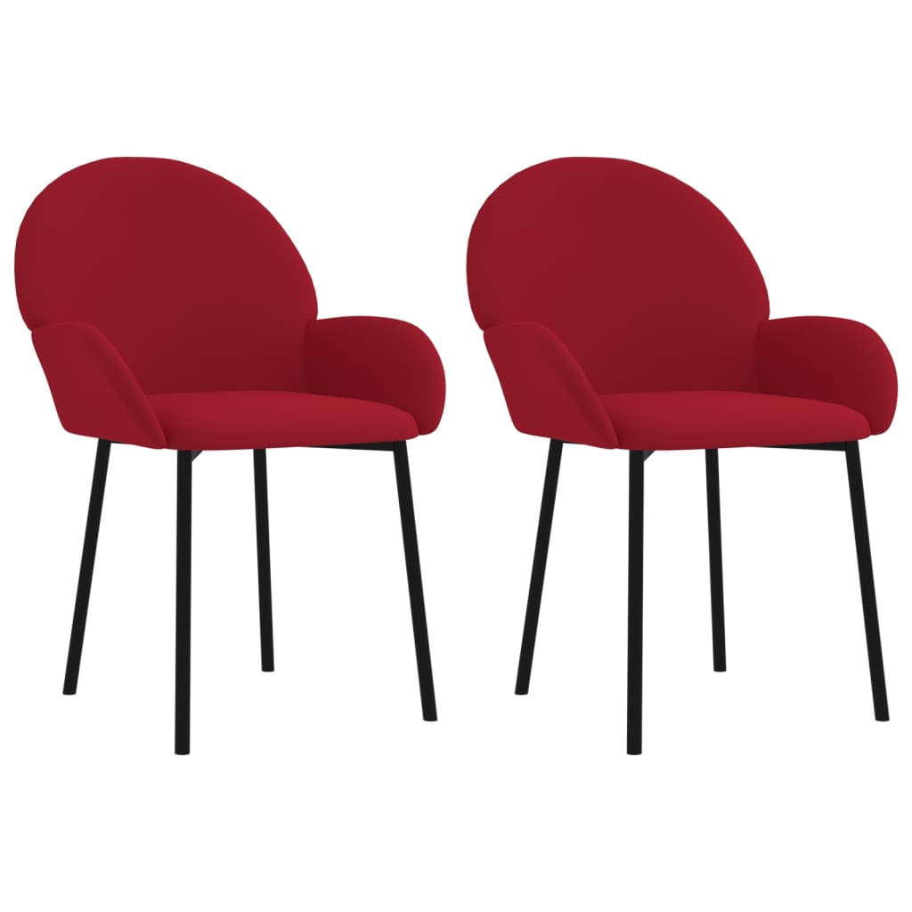 Vidaxl sillas de comedor 2 unidades terciopelo rojo tinto