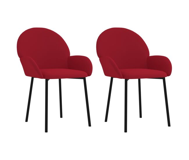 Vidaxl sillas de comedor 2 unidades terciopelo rojo tinto