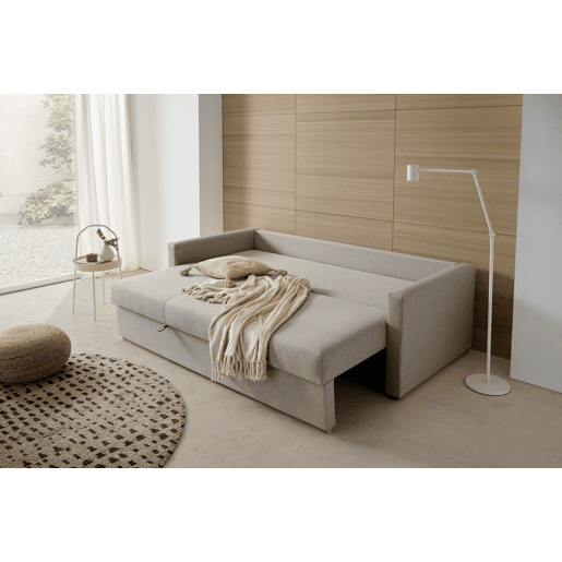 Sofá-cama Eden de 3 lugares de alta qualidade na cor cinza.