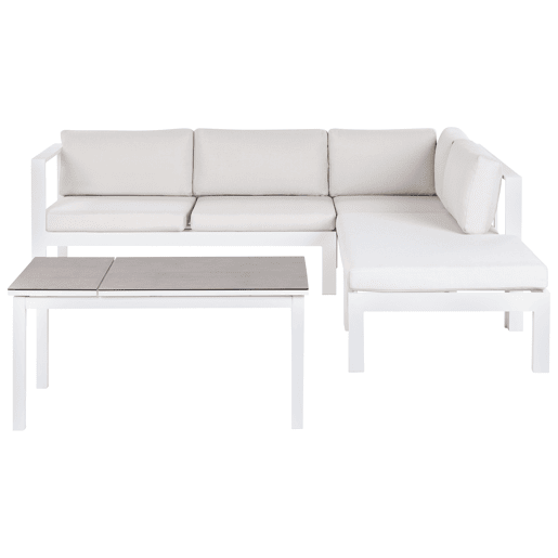 Conjunto de sofás de jardim de canto 5 lugares MESSINA à esquerda Metal Branco creme