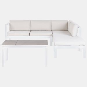 Conjunto de sofás de jardim de canto 5 lugares MESSINA à esquerda Metal Branco creme