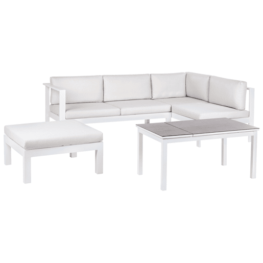 Conjunto de sofás de jardim de canto 5 lugares MESSINA à esquerda Metal Branco creme