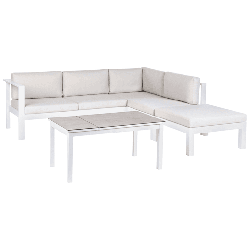 Conjunto de sofás de jardim de canto 5 lugares MESSINA à esquerda Metal Branco creme