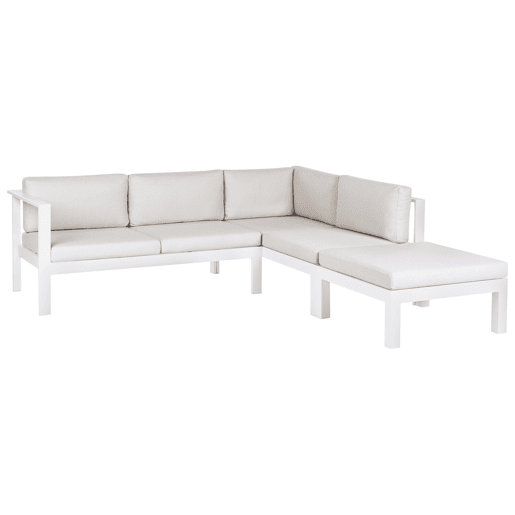 Conjunto de sofás de jardim de canto 5 lugares MESSINA à esquerda Metal Branco creme