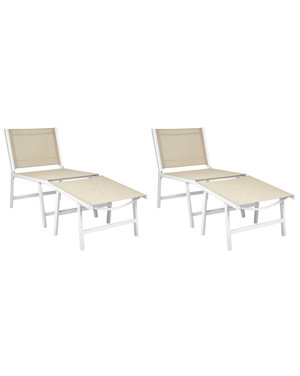 Beliani Silla de jardín MARCEDDI Blanco/ Beige