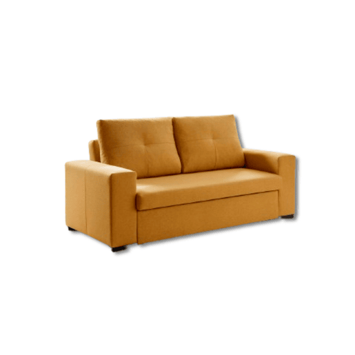 Sofá-cama Capri de 3 lugares de alta qualidade na cor amarela.