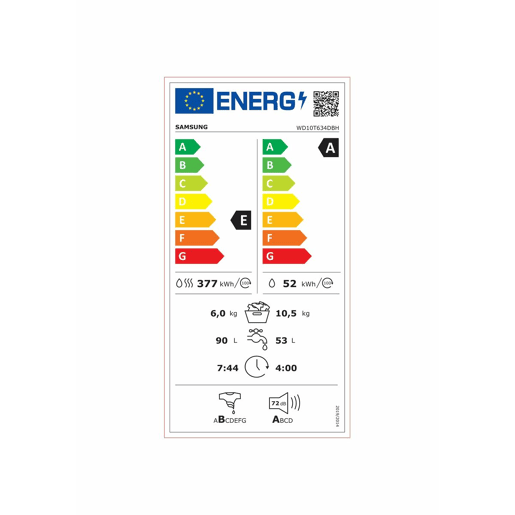 Máquina de lavar e secar Samsung WD10T634DBHS3 1400 rpm 10,5 kg