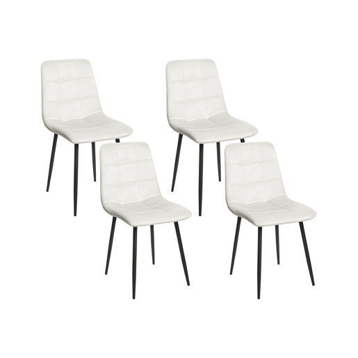 Conjunto de 4 cadeiras de jantar POWELL Veludo Branco creme