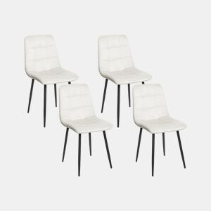 Conjunto de 4 cadeiras de jantar POWELL Veludo Branco creme