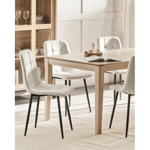 Conjunto de 4 cadeiras de jantar POWELL Veludo Branco creme