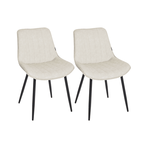 Conjunto de 2 cadeiras de jantar DUBROVNIK Pele sintética Creme claro