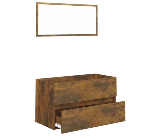 Vidaxl set de muebles baño 2 pzas madera contrachapada roble ahumado