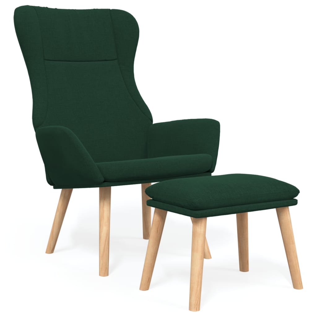 Vidaxl sillón de relax con taburete tela verde oscuro