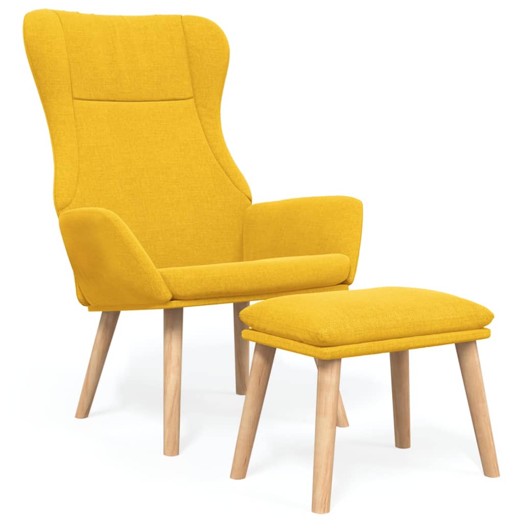 Vidaxl sillón de relax con taburete tela amarillo mostaza