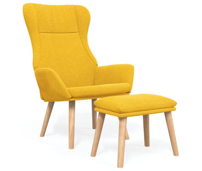 Vidaxl sillón de relax con taburete tela amarillo mostaza