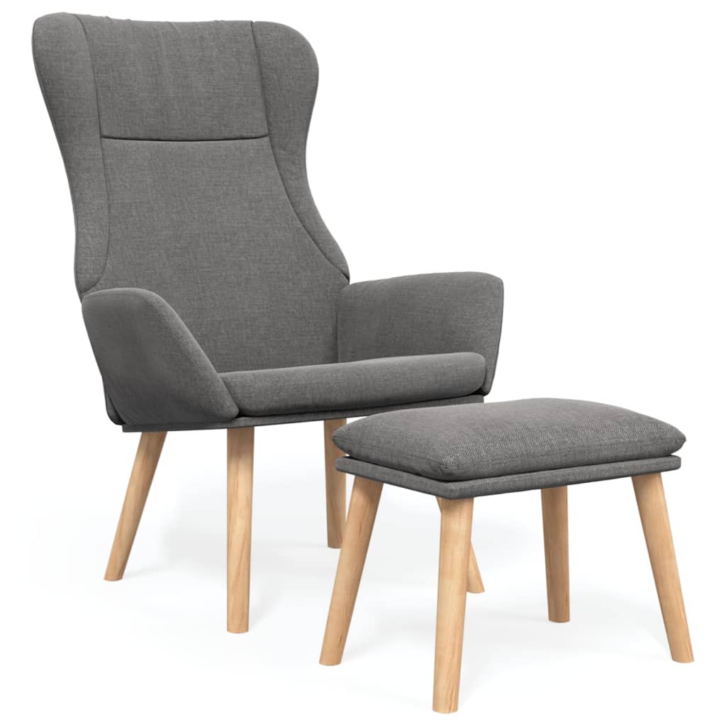 Vidaxl sillón de relax con taburete tela gris claro