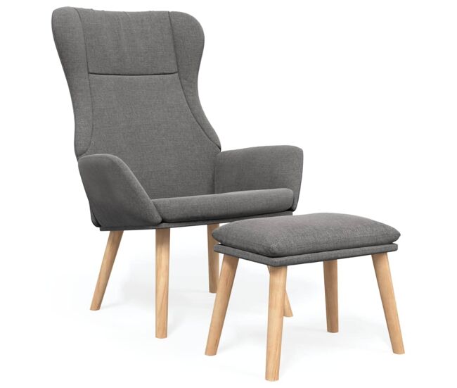 Vidaxl sillón de relax con taburete tela gris claro