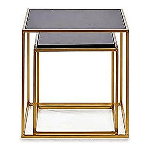 Conjunto de 2 mesas Preto Dourado 50 x 50 x 50 cm