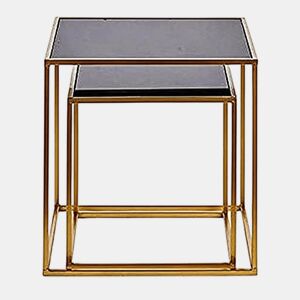 Conjunto de 2 mesas Preto Dourado 50 x 50 x 50 cm