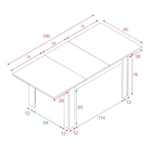 Mesa extensível de efeito madeira
