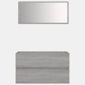 vidaXL 2 pcs conjunto móveis WC derivados de madeira sonoma cinza