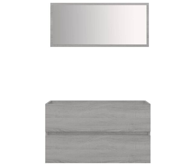Vidaxl set de muebles de baño 2 pzas madera contrachapada gris sonoma