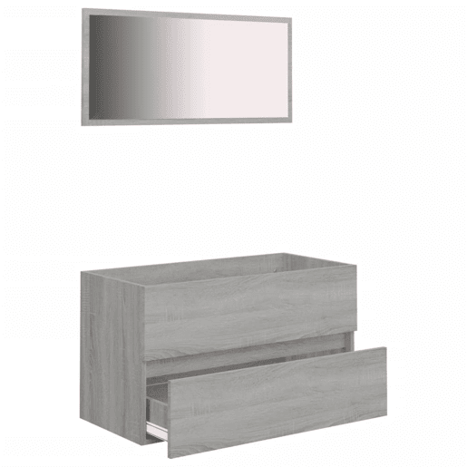 vidaXL 2 pcs conjunto móveis WC derivados de madeira sonoma cinza
