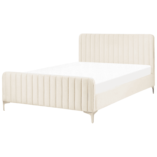 Cama Veludo LUNAN 140 x 200 cm Creme claro