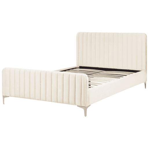 Cama Veludo LUNAN 140 x 200 cm Creme claro