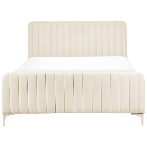 Cama Veludo LUNAN 140 x 200 cm Creme claro