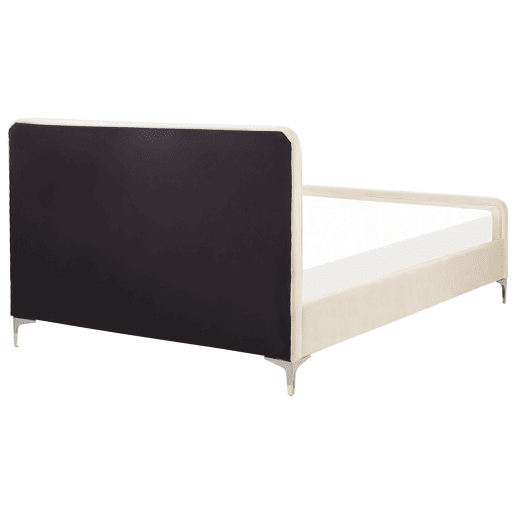 Cama Veludo LUNAN 140 x 200 cm Creme claro