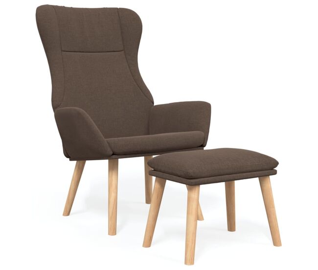 Vidaxl sillón de relax con taburete de tela gris taupé