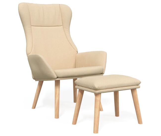 Vidaxl sillón de relax con taburete tela color crema