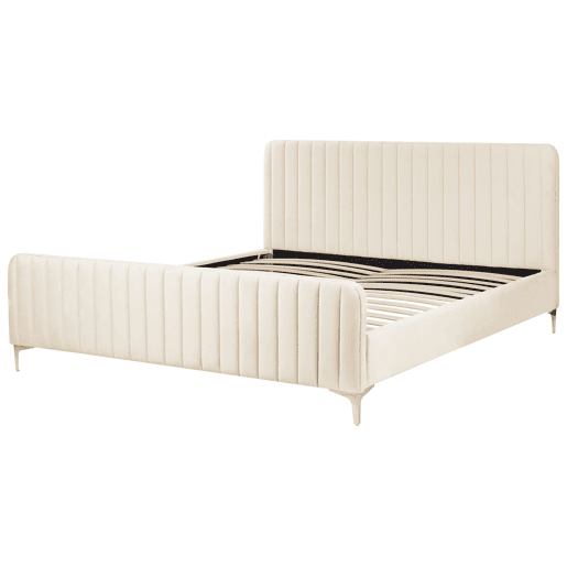Cama Veludo LUNAN 180 x 200 cm Creme claro